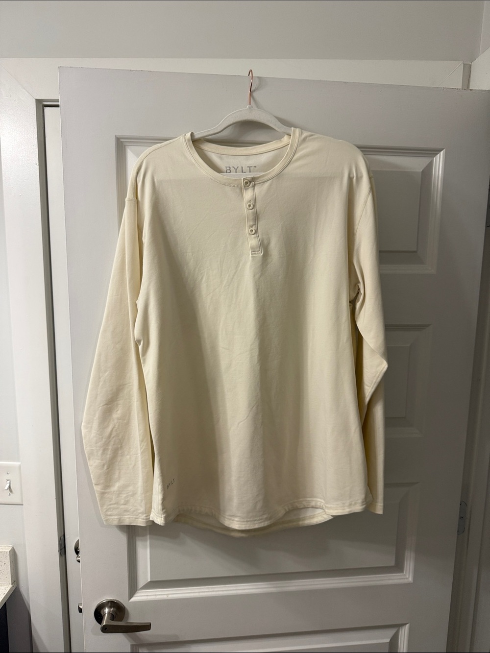 BYLT Basics Men's Cream Long-Sleeve Henley